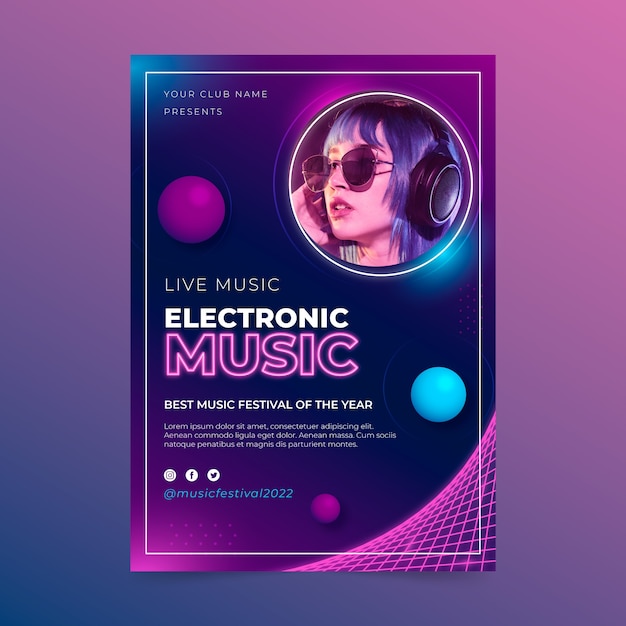 Electronic music event vertical poster template