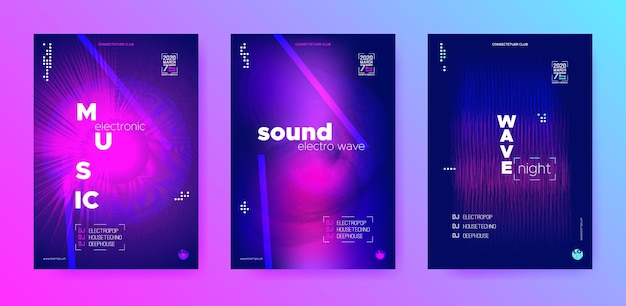 Electronic music festival posters dj party flyers design