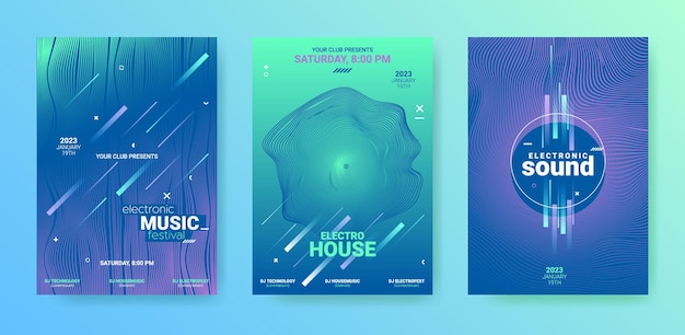 Electronic music posters set