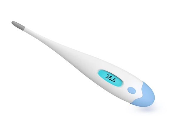 Electronic white and blue color thermometer