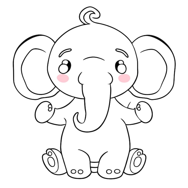 Vector elefant for coloring book for kids vector illustration line art