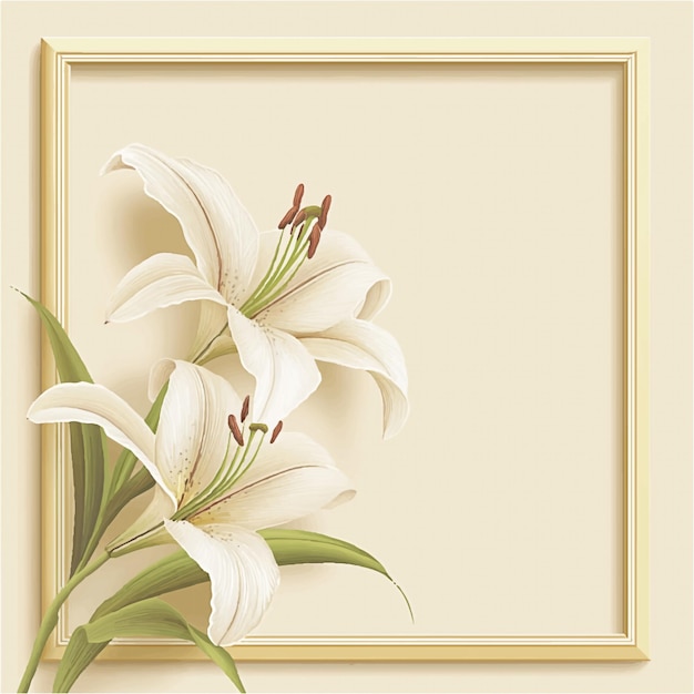 Vector elegance in bloom a monochromatic masterpiece of a pristine lily framed in delicate simplicity