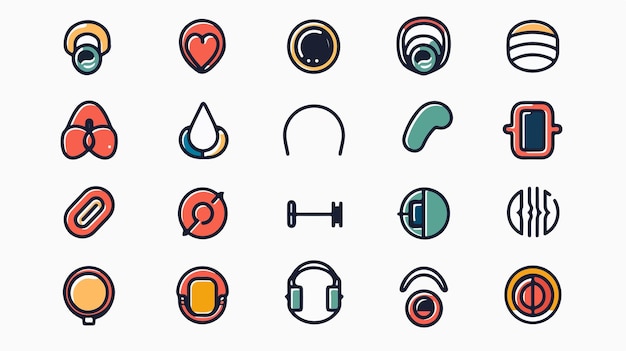 Elegance in Design Ear Thin Line Icon Set on White Background Audio Music Concept