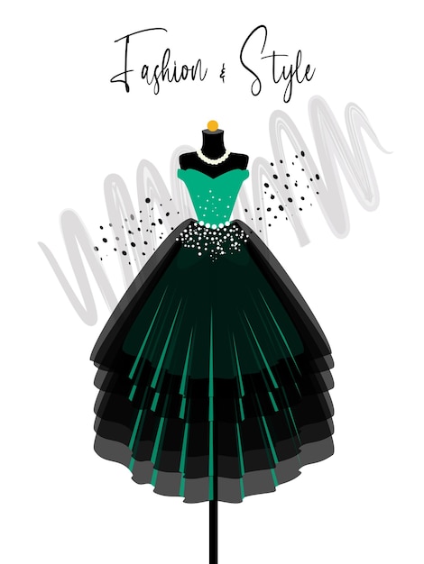 A elegance dress on mannequin fashion illustration