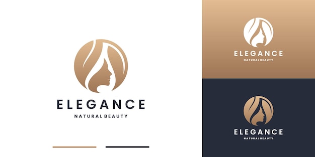 Elegance feminine pure beauty logo cosmetic. woman care logo with golden color