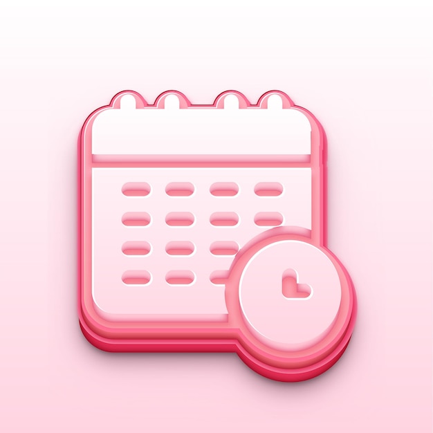 Elegant 3D Pink Calendar with Clock Icon for Scheduling and Time Management Solutions