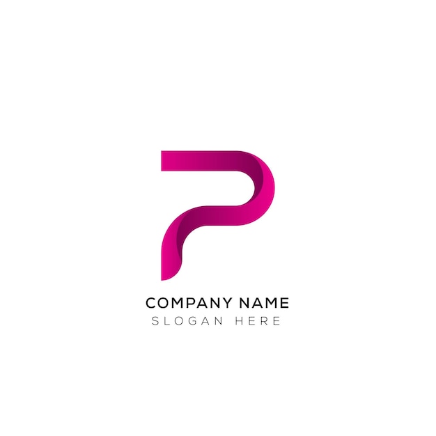 Elegant of abstract 3d P letter logo design