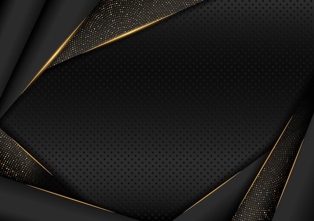 Elegant abstract black with shiny gold pattern metal background for business and wallpaper purpose