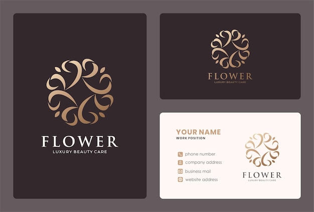 Elegant abstract flower logo design in a golden color.