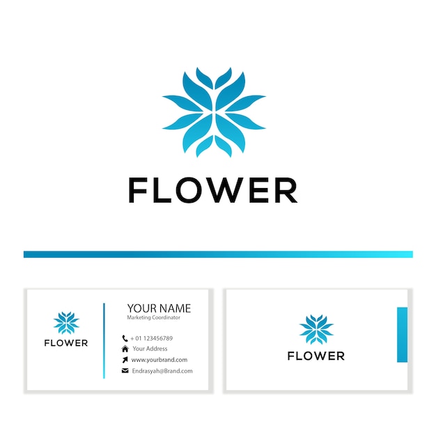 Elegant abstract flower logo template with business card