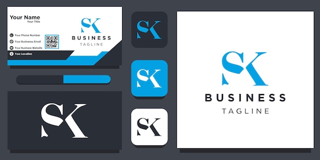 Elegant of abstract initial letter sk logo design template icons for business of luxury