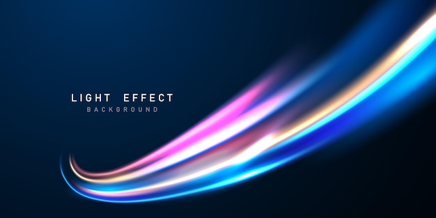 Elegant abstract light line effect design vector illustration on black background