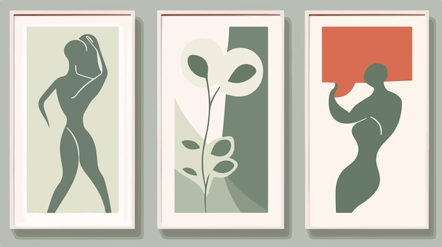 Elegant Abstract Sage Green Posters Set for Modern Designs