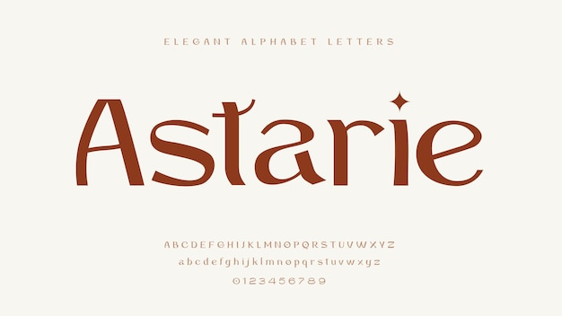 Elegant alphabet letters font with number