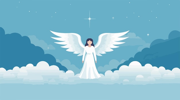 Vector elegant angel design on blue background vector illustration