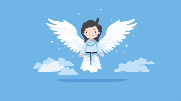 Elegant Angel Design on Blue Background Vector Illustration