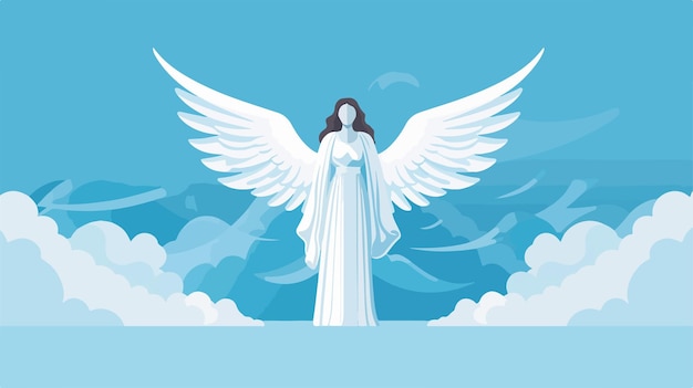 Elegant Angel Design on Blue Background Vector Illustration