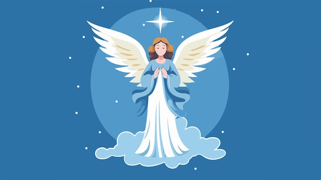 Elegant Angel Design on Blue Background Vector Illustration