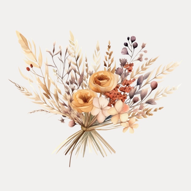 Elegant autumn floral bouquet illustration