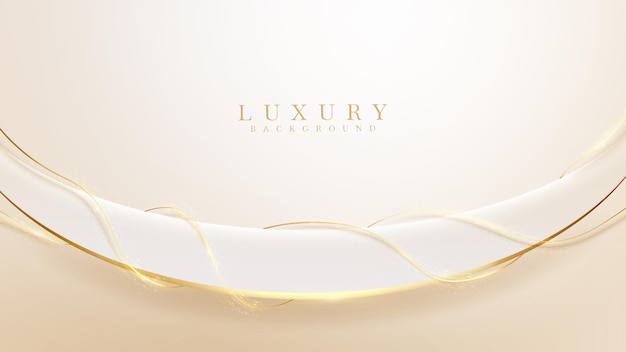 Elegant background and golden curve elements with glittering light effect.