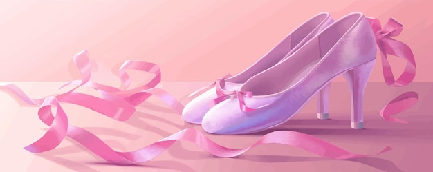 Vector elegant ballet shoes with satin ribbons vector flat minimalistic isolated illustration