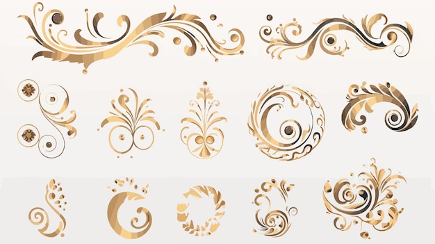 Vector elegant baroque stickers and graphic design elements