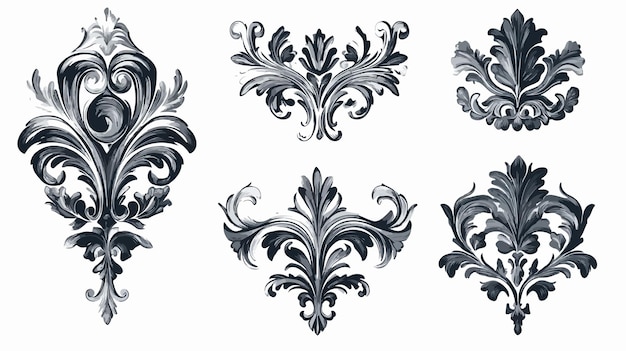 Vector elegant baroque stickers graphic design elements