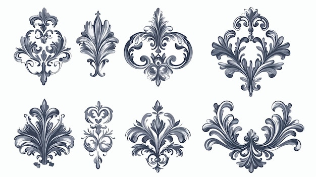 Vector elegant baroque stickers graphic design elements