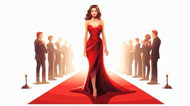 Vector elegant beautiful celebrity woman illustration