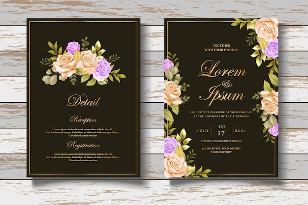 Elegant and Beautiful Floral Wedding Invitation Card