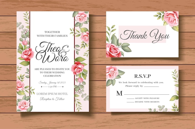 Elegant and Beautiful Floral Wedding Invitation Card