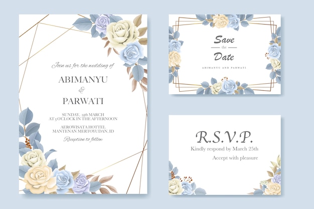 Elegant beautiful soft floral and leaves wedding invitation