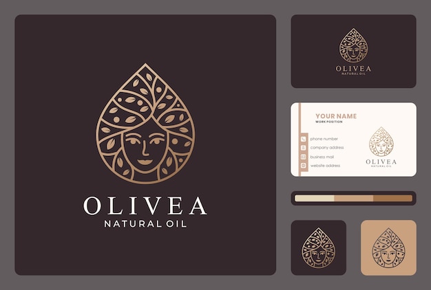 Elegant beauty olive logo design with business card template.