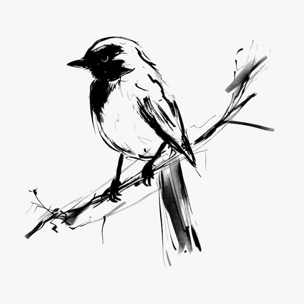 Vector elegant bird ink sketch