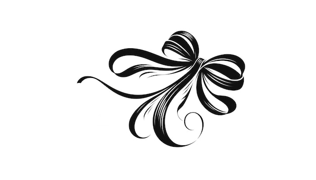 Elegant Black Calligraphy BowKnot on White