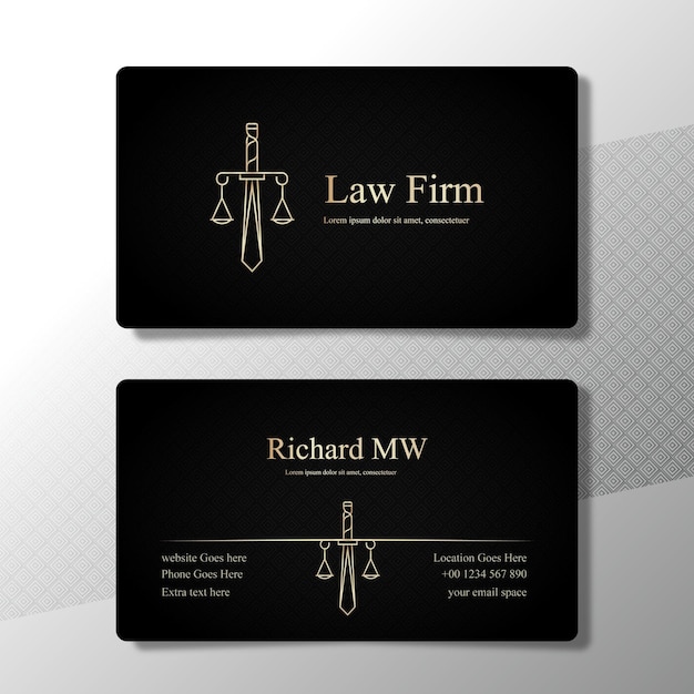 elegant black and gold law firm business card