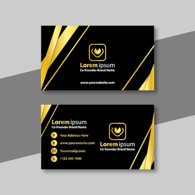 Elegant black and golden business card template