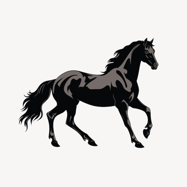 Vector elegant black horse silhouette art