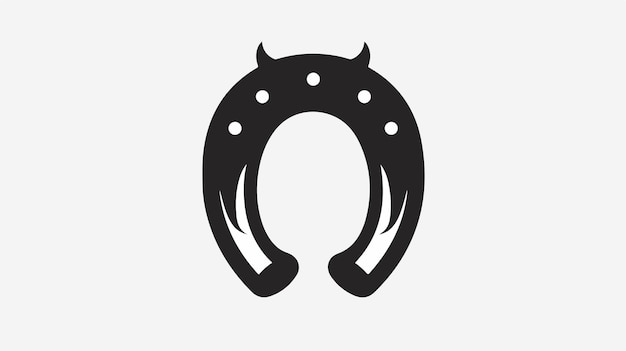 Elegant Black Horseshoe Silhouette Icon on White Background