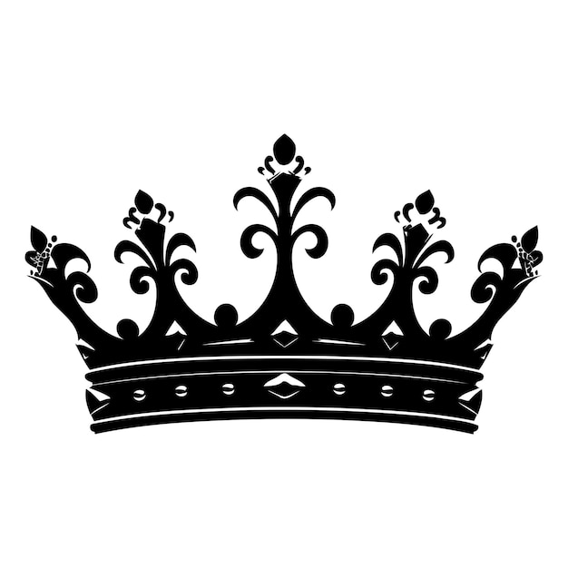 Elegant black silhouette of a regal crown perfect for royalty luxury and success designs