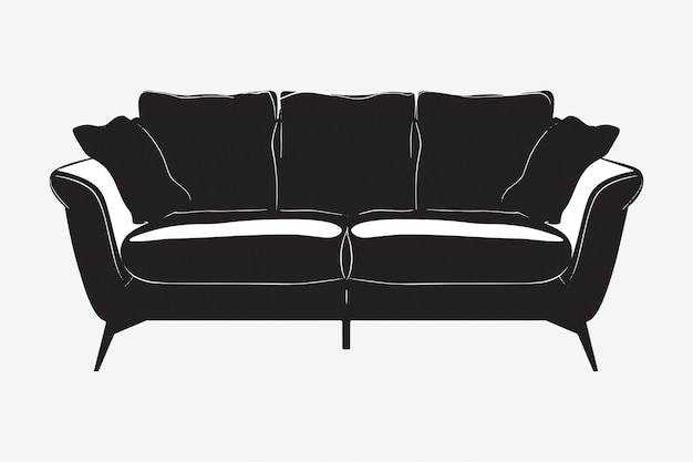 Vector elegant black silhouette sofa