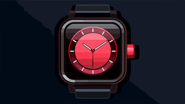 Vector elegant black watch with red frame and media icon