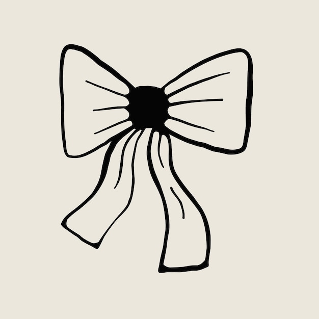 Elegant Black And White Bow Illustration On Beige Background