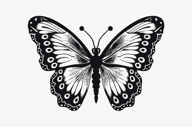 Elegant black and white butterfly