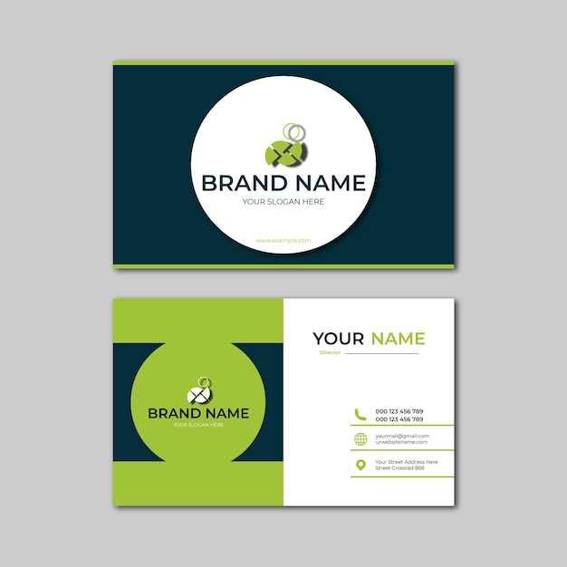 elegant black white and green modern business card design