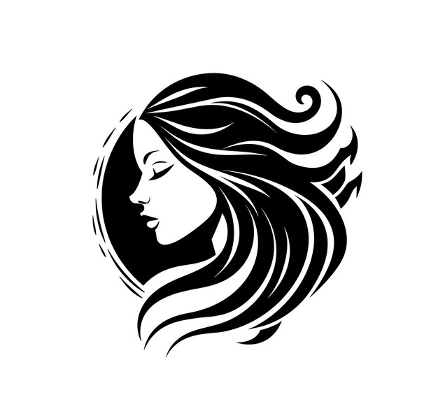 Vector elegant black and white hairdresser logo design