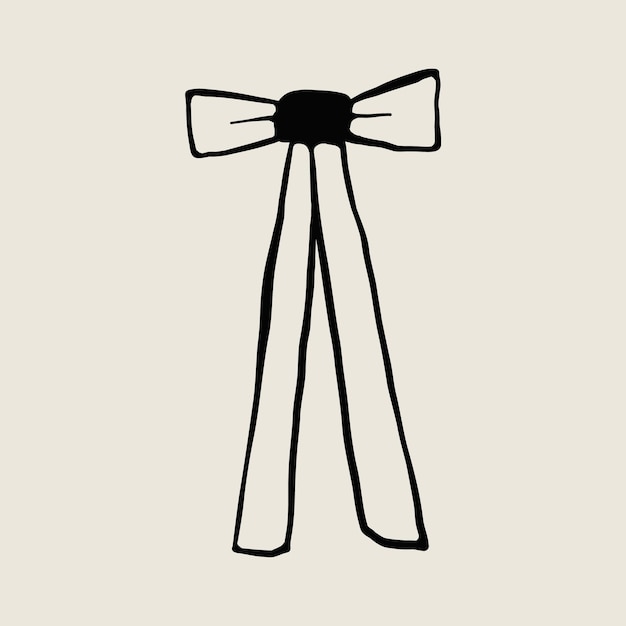 Elegant Black and White HandDrawn Bow Illustration