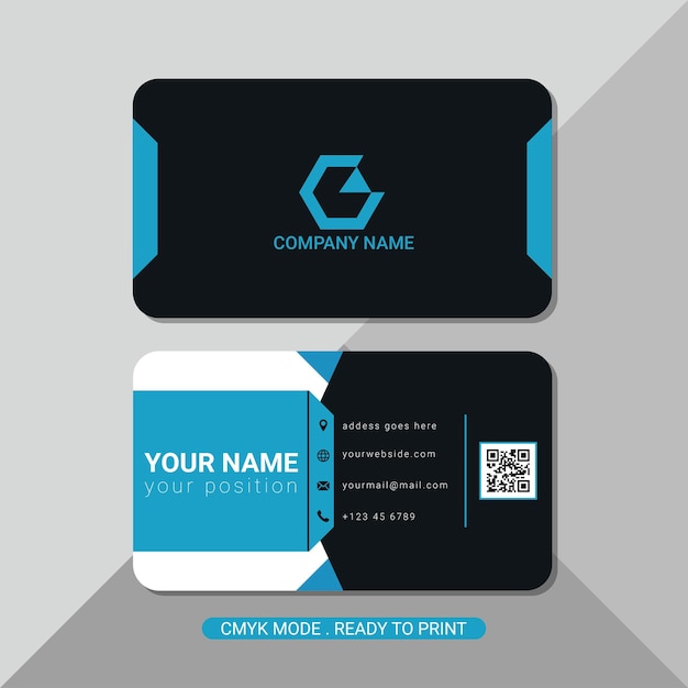 Elegant blue corporate name card vector free