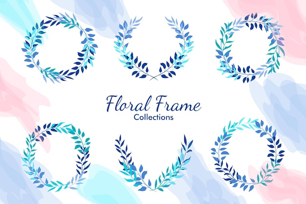 Elegant Blue floral frame vector collections