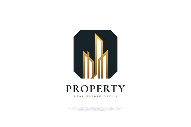 Vector elegant blue and gold real estate logo design building or construction logo for real estate industry identity